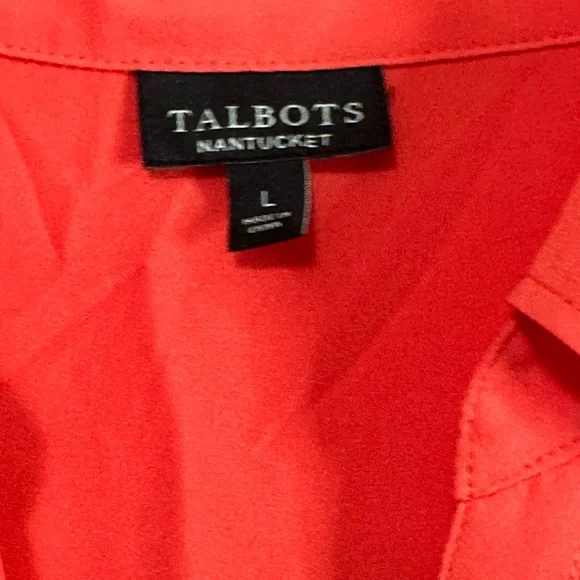 Talbots Nantucket Salmon Orange Long Sleeve Button Down Shirt Women’s Large - Picture 5 of 6
